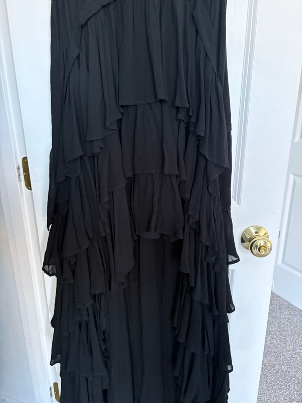 NWT All Saint Cavarly Tiered Ruffle Maxi Dress Black Size US 6/UK10 - Picture 4 of 5